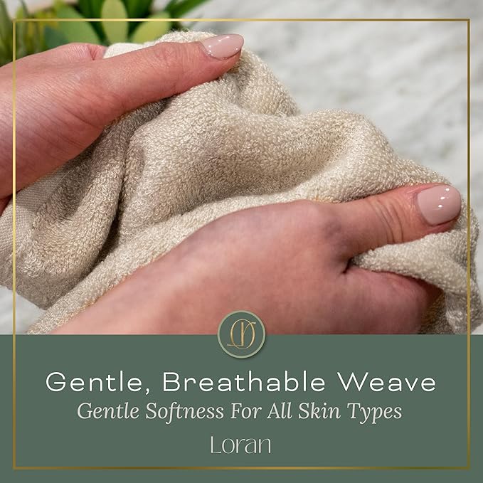 Vanilla Extra Large Washcloths Set of 6 Soft Body Cloths 13” x 13” 70% Viscose Derived from Bamboo, 30% Cotton Spa-Like Feel Silky for Skin Cleansing