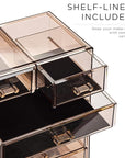 Sorbus Acrylic Makeup Organizer Set, 6-Drawer Vanity & Countertop Cosmetic Storage with Small & Wide Compartments, Bronze Glow Makeup Storage for Brushes, Jewelry – Holiday Gift for Women & Teens
