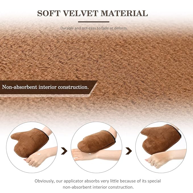 SATINIOR 4 Packs Self Tanning Mitt Applicators Double Sided Sunless Tanning Mittens Reusable Applicator Mittens Tanner Gloves with Thumb(Brown)
