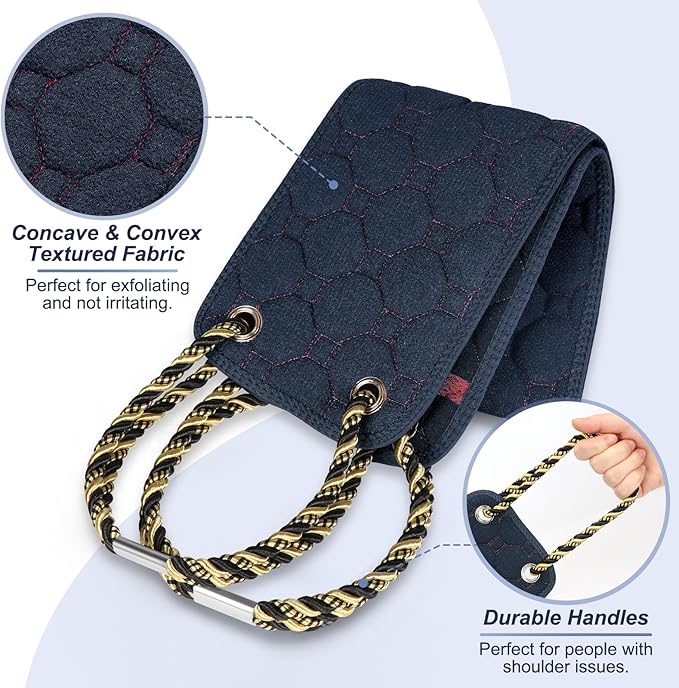 Exfoliating Back Scrubber with Handles, 39 Inch Double-Sided Back Exfoliator Body Scrub Towel, Exfoliating Washcloth Bath Tool for Use in Shower, Back Washer to Deep Clean Your Skin for Men & Women