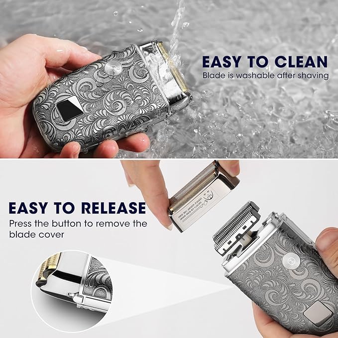Suttik Foil Shavers for Men Electric Razor, Clippers and Trimmer for Men with LED Display, Waterproof