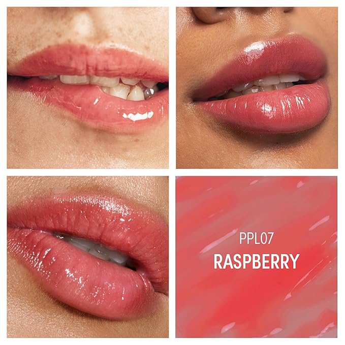 KISS NEW YORK Peptide Lip Treatment, Hydrating & Non-Sticky Tinted Plumping Balm, Shea Butter, Castor Oil & Squalane Reduces Look of Fine Lines, Softer & Fuller Lips with Cooling Metal Tip (Raspberry)