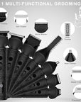 Beard Trimmer for Men Professional Mens Beard Grooming Kit T-Blade Trimmer Electric Shaver Razor Nose Body Trimmer Hair Cutting Kit Cordless 7 in 1 Black
