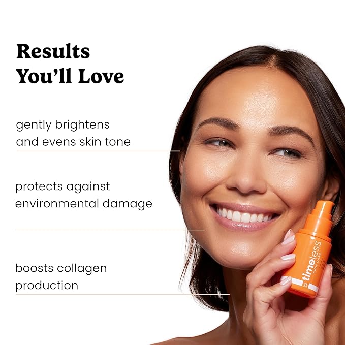 Timeless Skin Care Vitamin C Serum with Vitamin E & Ferulic Acid - Serum - for Oily & Dry Skin - Fragrance-Free - 4 Fl oz