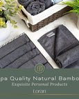 Charcoal Grey Washcloths Set of 6 Soft Facial Cloths 10” x 10” 100% Viscose Derived from Bamboo Spa-Like Feel Silky Face Cloth for Skin Cleansing