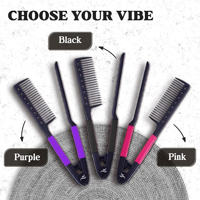 Herstyler Hair Straightening Comb - Straightener Comb for Flat Iron - Makes Styling Easy - Get Straight Hair in Minutes (Blue)