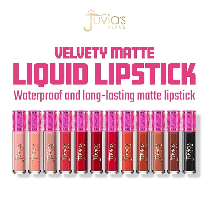 Juvia's Place Velvety Matte Liquid Lipstick Red Velvet - Universal, Cool-Toned Red, Hydrating, Long-Wearing, Velvety Soft & Feather Light - Hyperpigmented Creamy Matte Lipstick for Women
