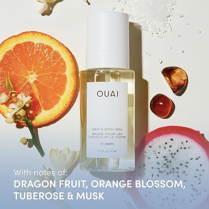 OUAI St. Barts Bundle - Includes Hair & Body Mist (3.3 Oz) for Head-to-Toe Fragrance and Hydrating Body Cream (7.5 Oz) for Smooth, Supple Skin that Smells Amazing - 2 Piece Bundle