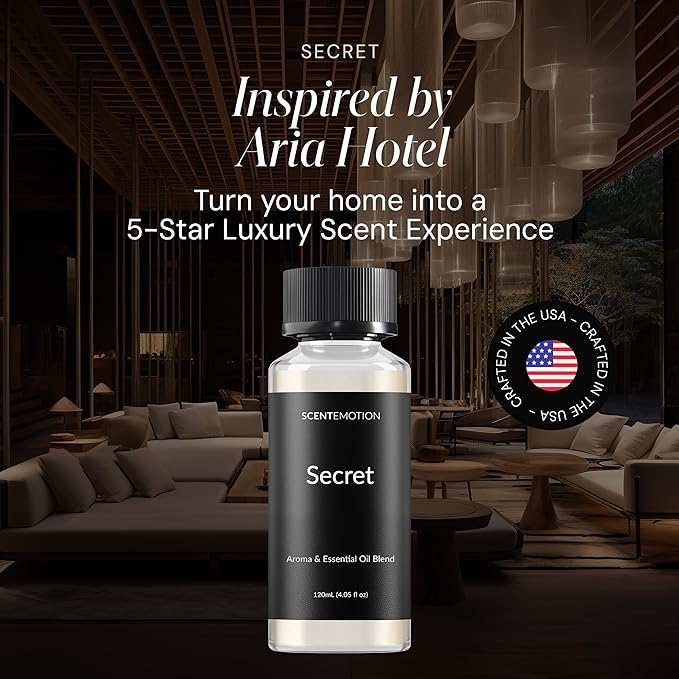 Secret Essential Diffuser Oils Opulent Resort-Style Aroma | Lemon Crème, Peony & White Woods | Premium Fragrance Oil for Ultrasonic & Waterless Diffusers | 4.05 fl oz, 120 mL