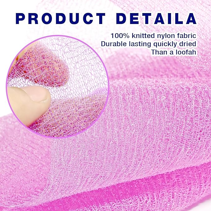 3 Pieces Exfoliating Washcloth Towel African Net Sponge Japanese Washcloth Exfoliating Sponge Loofah Exfoliating Body for Body Exfoliation(Pink,Blue,Green)