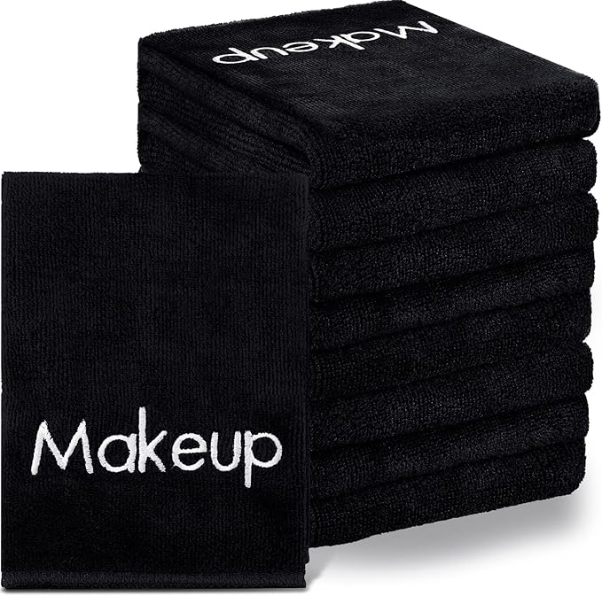 Shimeyao 20 Pack Makeup Towels Black Makeup Washcloths for Face Microfiber Remover Cloth 13x13 Inch Quick Dry Face Towels for Cleansing Hand