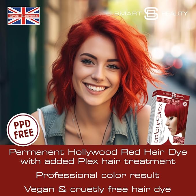 Smart Beauty Red Hair Dye with Plex Anti-Breakage Technology Protecting and Restoring Hair Structure, Plum Color, Vegan and Cruelty-Free