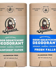 Dr. Squatch Natural Deodorant for Men - Odor-Squatching Aluminum Free - Rainforest Rapids & Fresh Falls (2.65 oz, 2-Pack)