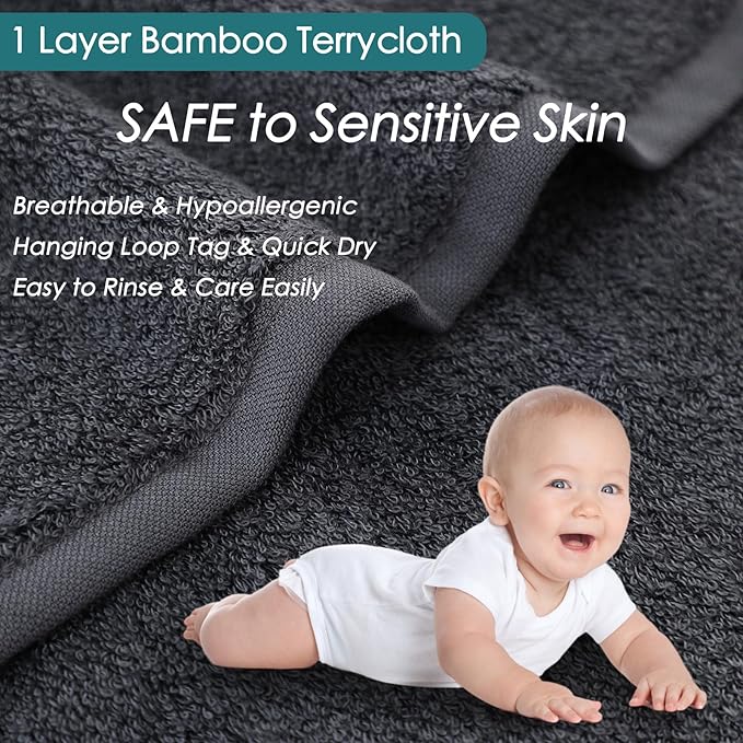 Wash Cloths 6 Pack, Reusable Makeup Remover Towel, 13x13 inch Large Washcloths for Face and Body, Super Soft and Skin Friendly Face Towel on Sensitive Skin, Easy to Rinse Grey Facial Cleaning Cloths