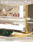 FENNIO Vanity Mirror with Lights 32"x22", Lighted Makeup Mirror, Large Vanity Mirror, Touch Sensor with 3-Color Lighting, 10X Magnification and USB Charging Port for Vanity Desk（Square Gold）