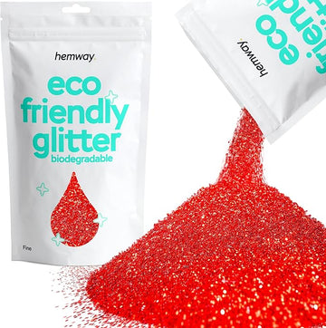 Hemway Eco Friendly Biodegradable Glitter 100g / 3.5oz Bio Cosmetic Safe Sparkle Vegan for Face, Eyeshadow, Body, Hair, Nail and Festival Makeup, Craft - Fine (1/64" 0.015" 0.4mm) - Red
