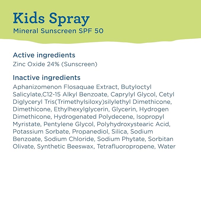 Blue Lizard Kids Mineral Sunscreen Spray SPF 50+, Brand, Broad-Spectrum UVA/UVB Protection, Water-Resistant, Zinc Oxide Formula, 5 fl oz