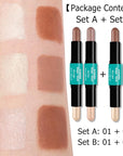 Contour Stick, 4Pcs Dual-Ended Highlighter Makeup Pen & A+Set B)