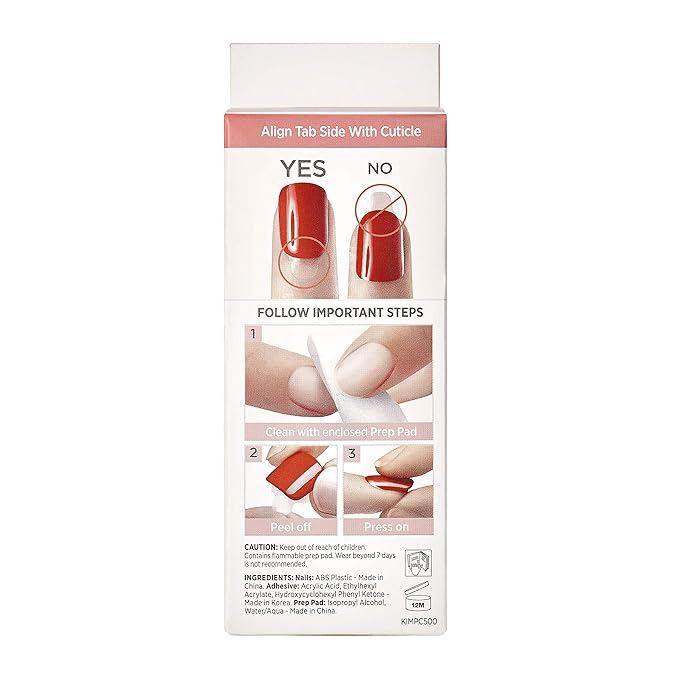 KISS imPRESS No Glue Mani Press On Nails, Design, 'Keep in Touch', Pink, Short Size, Squoval Shape, Includes 30 Nails, Prep Pad, Instructions Sheet, 1 Manicure Stick, 1 Mini File
