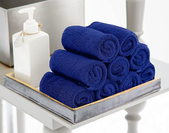 Utopia Towels 24 Pack Cotton Washcloths Set, 100% Ring Spun Cotton, Premium Quality Flannel Face Cloths, Highly Absorbent and Soft Feel Fingertip Towels, Royal Blue