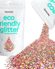 Hemway Eco Friendly Biodegradable Glitter 100g / 3.5oz Bio Cosmetic Safe Sparkle Vegan for Face, Eyeshadow, Body, Hair, Nail and Festival Makeup, Craft - 1/24" 0.04" 1mm - Rose Gold Holographic