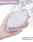 Sndyi Silicone Body Scrubber, Gentle Exfoliating Body Scrubber for Sensitive Skin, Leaf Shaped Shower Scrubber for Body with Lathering Bristles, Silicone Loofah Body Brush for Showering, Purple
