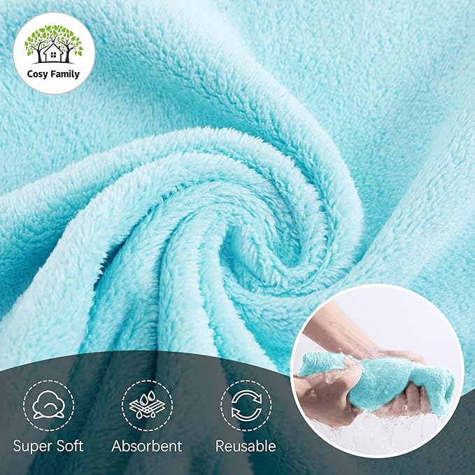 Cosy Family 24 Pack Soft Washcloths Set - 12 x 12 inches, Quick Drying - Highly Absorbent Coral Velvet Fingertip Towel Bathroom Wash Clothes for Bath, Spa, Facial, Kitchen - Warm Color