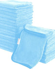 Cosy Family 24 Pack Soft Washcloths Set - 12 x 12 inches, Quick Drying - Highly Absorbent Coral Velvet Fingertip Towel Bathroom Wash Clothes for Bath, Spa, Facial, Kitchen - Aquamarine