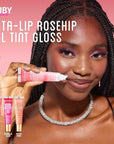 Ruby Kisses Broadway Vita-Lip Tinted Lip Gloss (3 Pack Baby Pink, Bubble Gum, Nude Pink) Ultra-Hydrating Rosehip + Jojoba Oil & Soothing Formula with Vitamins, High-Shine Non-Sticky Finish Lip Balm