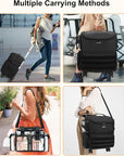 Relavel Rolling Makeup Train Case, Cosmetology Case on Wheels with 4 Clear Bags and Clear Makeup Bag, Professional Makeup Artist Set Bags Organizer with 360° Spinner Wheels