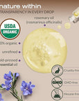 Ella & Eden Organic Rosemary Oil for Hair - 100% Pure, Steam-Distilled, Hexane-Free | Essential Oil for Skin Aromatherapy | Glass Bottle - 4 Oz