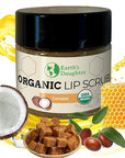 Earth's Daughter Organic Coconut Lip Scrub 0.7 oz - USDA Organic, Fair Trade, Sugar, Jojoba Oil, Beeswax, Coconut Oil, Calendula Extract