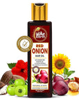 Red Onion Hair Growth Oil - Anti Hair Fall Enriched with 29+ Natural Herbs, Extracts & Oils Including Argan, Jojoba, Rosemary & Black Seed - 200ml