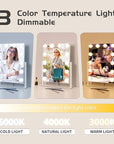 Vanity Mirror with Lights,Lighted Vanity Mirror with 12 Dimmable Bulbs for Dressing Room & Bedroom,3 Color Lighting,Modes Detachable 10x Magnification 360°Ratation (White) 14.6" L x 17" W