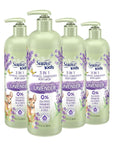 Suave Kids Natural Lavender Oil 3-in-1 Tear Free, Body Wash, Shampoo and Conditioners, No Sulfates, No Parabens, No Silicones, No Dyes, 16.5 Oz Pack of 4