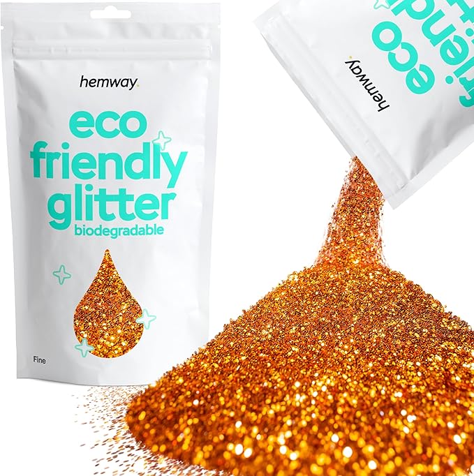Hemway Eco Friendly Biodegradable Glitter 100g / 3.5oz Bio Cosmetic Safe Sparkle Vegan for Face, Eyeshadow, Body, Hair, Nail and Festival Makeup, Craft - Fine (1/64" 0.015" 0.4mm) - Copper