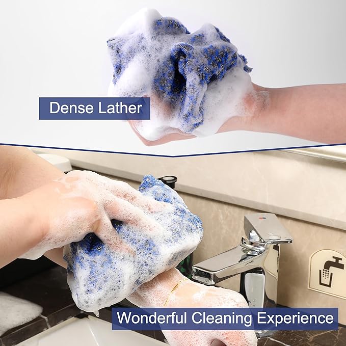 Japanese-style exfoliating bath towel and towel set (2 pieces) - loofah, durable and quick-drying, extra-long design, skin-friendly material, mesh design, suitable for all skin types - 1 blue, 1 black