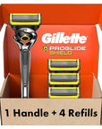 Gillette ProGlide Shield Men's Razor, 5 Bladed Razor, with Precision Trimmer, Comfortglide Lubrication, Glide and Comfort, Handle + 4 Blade Refills