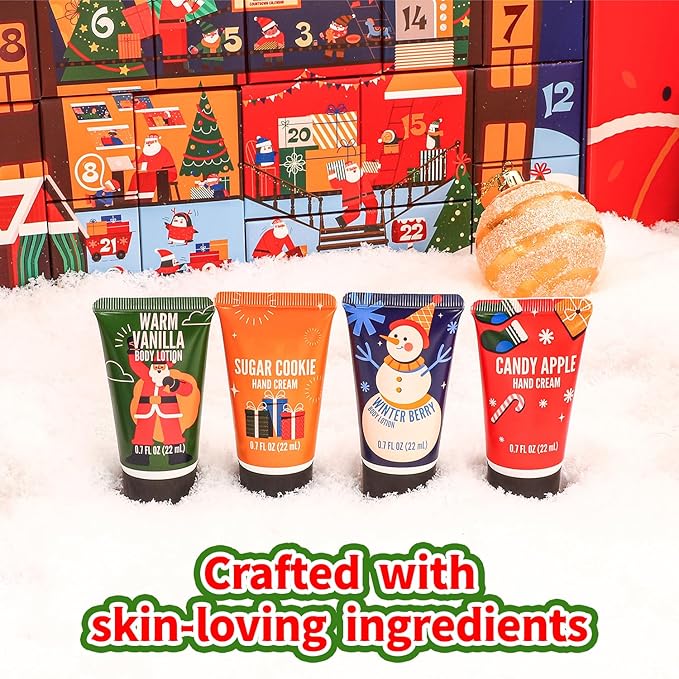 Advent Calendar 2025 Adult, Holiday Gift Baskets for Women with Hand Cream, Epsom Salt, Candle, Necklace, Brooch, Ear Clips, Skincare Beauty Advent Calendar, Happy New Year Countdown Calendar Gift Set