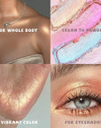 Holographic Duochrome Champagne Glitter Eyeshadow, Color Shift Shimmer Single Eyeshadow Palette, Chameleon Sparkle Inner Corner Eye Highlighter, Iridescent Eye Shadow Palette Fairy Makeup#01