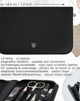 3 Swords Germany – Brand Quality 12 Piece Manicure Pedicure Grooming kit Set for Professional Finger & Toe Nail Care with Black Genuine Leather case - Made in Germany