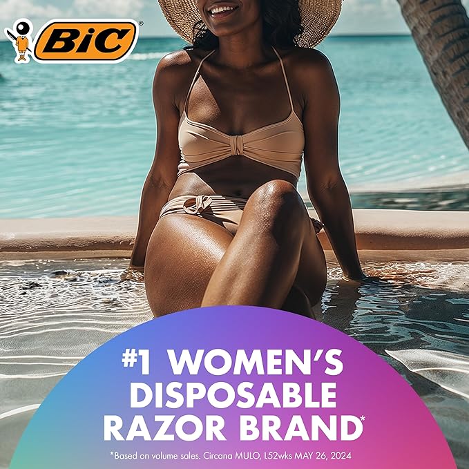 BIC Soleil 3 Scented Women’s Disposable Razor, 3 Blades with a Moisture Strip For a Silky Shave, Assorted, 4 Piece Razor Set