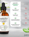 PURA D'OR 20% Vitamin C Serum 4 Oz - Lightweight Maximum Strength Formula - Retinol, Hyaluronic Acid, Ferulic Acid - Professional Grade Treatment For Face & Eyes, Wrinkles - Men & Women