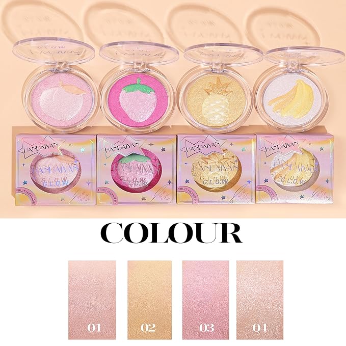 Cream Highlighter Compact, Highly Pigmented Glitter Powder Makeup, Face