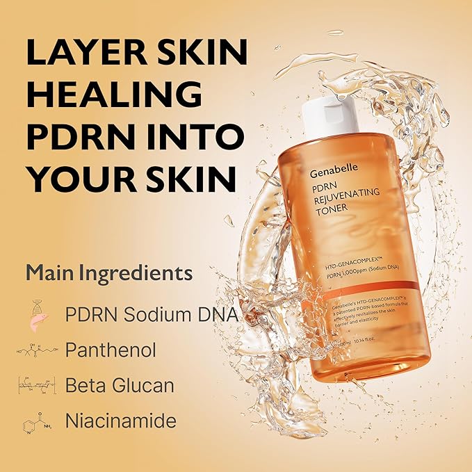 PDRN Rejuvenating Toner - Deep Hydration & Skin Barrier Support with PDRN, Panthenol, Hyaluronic Acid - Soft & Glowing Skin - 10.14 fl.oz/300ml