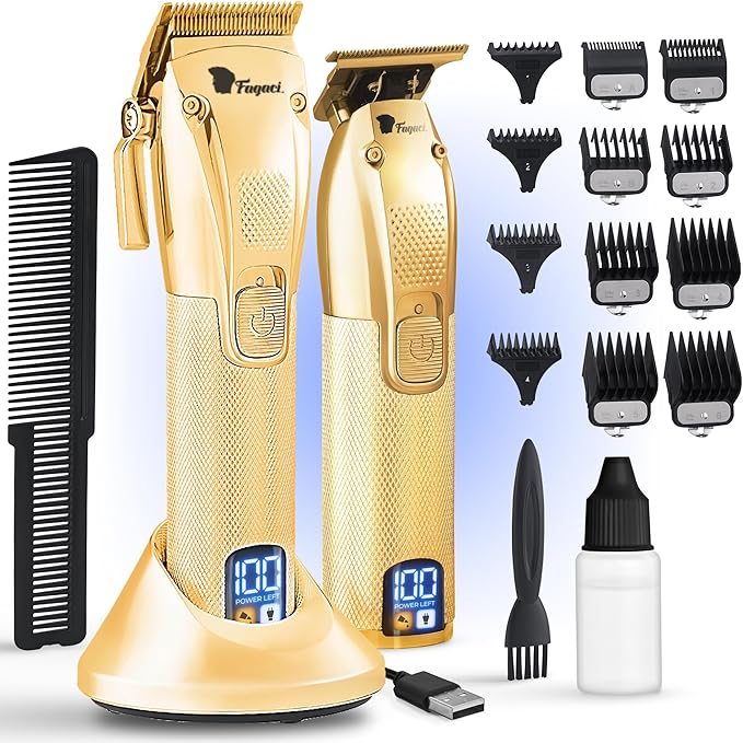 Fagaci Professional Hair Clippers for Men Set Turbo Power with Precise Cutting, Barber Clippers for Hair Cutting, Cordless Hair Clippers and Trimmers Set, Maquina de Cortar Cabello, Haircut Barber Kit