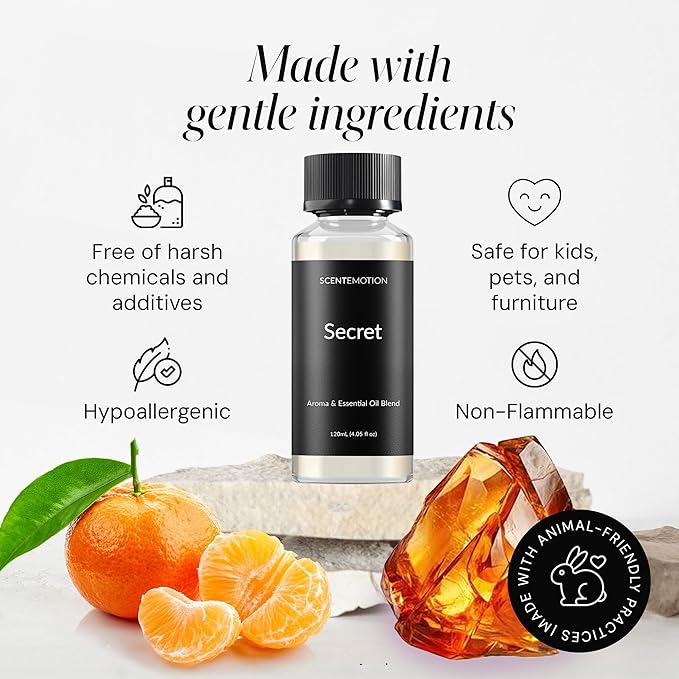 Secret Essential Diffuser Oils Opulent Resort-Style Aroma | Lemon Crème, Peony & White Woods | Premium Fragrance Oil for Ultrasonic & Waterless Diffusers | 4.05 fl oz, 120 mL