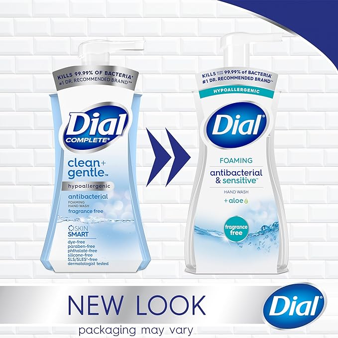 Dial Antibacterial Foaming Hand Soap, Fragrance Free, 7.5 fl oz (Pack of 6)