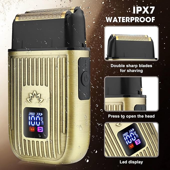 Hair Clippers for Men Set Cordless,Mens Beard Trimmer,Nose Trimmer,Foil Shavers for Men,Professional Barber Clippers for Hair Cutting,for Nose,Body,Beard Grooming & LED Display,Travel Case