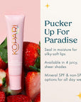 Kopari Lip Love Moisture Balm in Pink Strawberry SPF 30-100% Mineral Zinc Oxide Lip Sunscreen, Ceramide Hydrating Tinted Lip Balm, Clean Vegan & Reef-Friendly, 0.35 oz